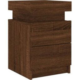 Maison Chic Mesita de noche con luces led madera marrón 35x39x55 cm