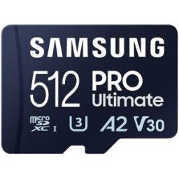 Samsung Tarjeta de memoria microSDXC PRO Ultimate 512GB, A2, V30 + Adaptador SD. Azul