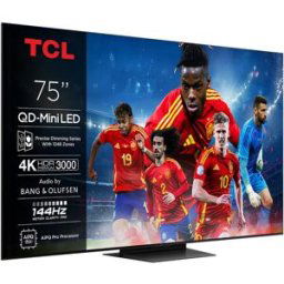 TCL TV QD-Mini LED 190,5 cm (75') 75C7K, 4K HDR Premium 3000, Smart TV con Google TV, control por voz. Titanio