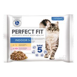Perfect Fit Indoor 1+ bolsitas para gatos - Pack mixto: pollo y salmón 52 x 85 g