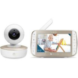 Motorola Vigilabebés con cámara VM50G Nursery – Pantalla de 5', visión nocturna, audio bidireccional, zoom digital y sensor de temperatura. Blanco niño