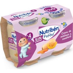 NUTRIBEN Nutribén Potitos Cena Crema de Calabaza y Zanahoria+4m 2x120 gr