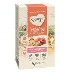 Feringa Vitality Creamy Snacks para gatos - Salmón con pollo (12 x 10 g)