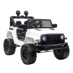 Homcom Coche Eléctrico Todoterreno 12V Blanco para Niños +3 Años