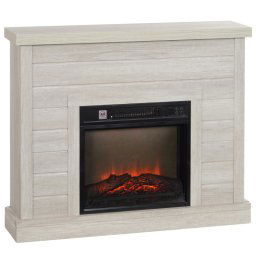 Homcom Chimenea Eléctrica 1800W con Efecto de Llama para Sala 30m2 Gris Claro