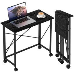 Homcom Escritorio Plegable Con Ruedas Para Espacios Pequeños 80x40x75 Cm Negro