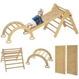 Aiyaplay 5 En 1 Triángulo De Escalada De Madera 178x64,5x63 Cm Madera Natural