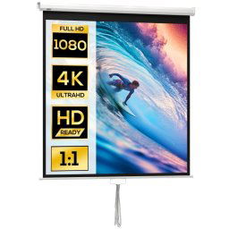 Homcom Pantalla De Proyector Manual 85 Pulgadas Formato 1:1 146x146 Cm Blanco