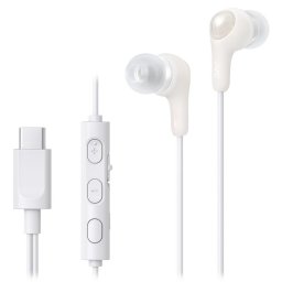 Auriculares JVC con cable USB-C, micrófono y control en línea, blancos