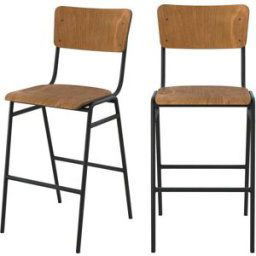 Rendez-Vous Déco Set de 2 taburetes para isla de cocina de madera 65 cm