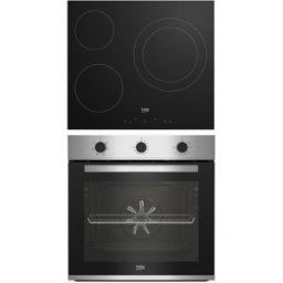 Beko Conjunto de horno y placa vitrocerámica BBSE12122XD con AeroPerfect. Inox
