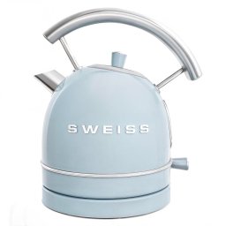 Hervidor Eléctrico Vintage 1,8 L Acero Inoxidable Compacto, Práctico 2200 W, Azul.