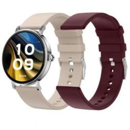 Smartwatch SPC Smartee Duo Velvet Bluetooth 41mm AMOLED Plata Correa Blanca y Borgoña IP68 SpO2