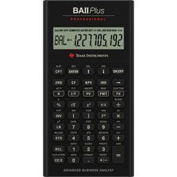 Calculadora financiera Texas Instruments BA-II Plus, pantalla inclinada, 10 registros de memoria, batería CR2032, color negro