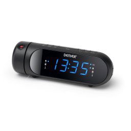 Reloj despertador digital Denver CPR-700 ovalado negro 24h LED FM proyección USB
