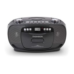 Radio portátil Thomson RK200CD AM FM reproductor CD cassette LCD negro 2,4W batería/AC