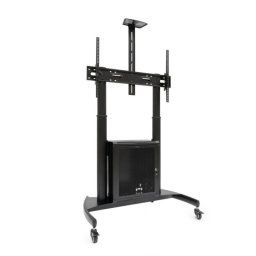 Soporte de suelo TooQ NARNIA para pantallas 60"-100" altura ajustable negro acero armario rack