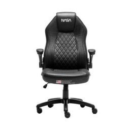 Silla gaming ergonómica respaldo alto cuero sintético negro base metálica y ajuste manual