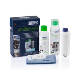 Kit limpieza DeLonghi DLSC306 para cafeteras automaticas con filtro, EcoDecalk, Eco MultiClean, paño microfibra, test dureza