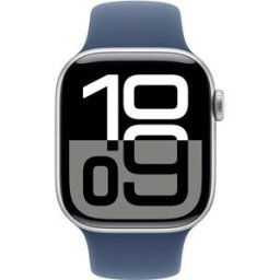 Apple Watch Serie 10 GPS 46mm aluminio plata sport band M/L azul denim
