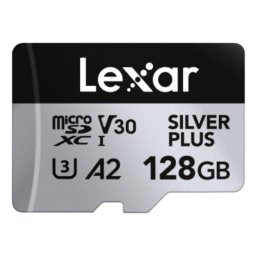 MicroSDXC Lexar Professional SILVER PLUS 128GB UHS-I 205 MB/s V30 A2 Negro Plata