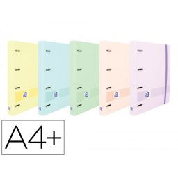 Carpeta con recambio oxford europeanbinder live&go din a4+polyfoam 4 anillas 35 mm cuadro 5 mm colores pastel