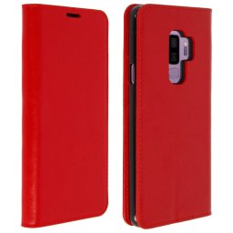 Avizar Funda Libro Cartera de Cuero Roja para Samsung Galaxy S9 Plus