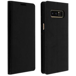 Avizar Funda de Cuero Negra para Samsung Galaxy Note 8