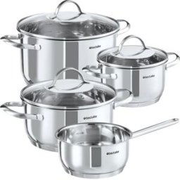 Tectake Batería de cocina, 7 piezas, 1 cazo, 3 ollas y tapas, cocina inducción
