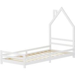 ML-Design Cama infantil 90 x 200 cm de madera blanca forma de casita tipi juego