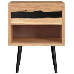 Rendez-Vous Déco Mesilla de noche de madera de acacia y metal, 1 cajón y 1 hueco