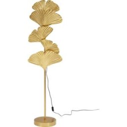 Kare Design Lámpara de pie con 5 hojas de ginkgo en acero dorado H160