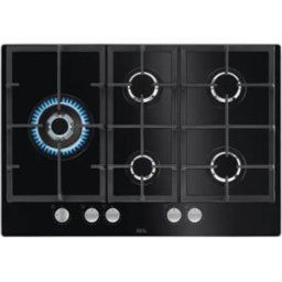 AEG Placa de gas con 5 quemadores - HKB75820NB. Cristal negro