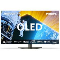 Philips TV OLED 139cm (55') Ambilight 55OLED819 UHD 4K, Dolby Vision y Dolby Atmos, Google TV, Smart TV (Reacondicionado Casi a estrenar). Cromado