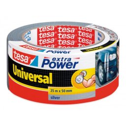 Cinta adhesiva tesa americana 25 m x 50 mm extra power color plata