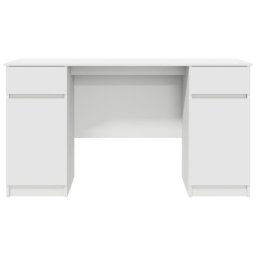 Escritorio Vidaxl Rhima 2 Cajones 2 Puertas Blanco 140x49x76 cm Madera Estudio