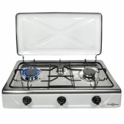 Hornillo Vitrokitchen 302BB 3 quemadores desmontables tapa acero blanco antideslizante