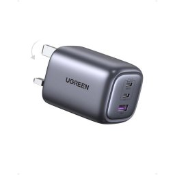 Cargador de Pared Ugreen Nexode Pro 65W 2xUSB-C 1xUSB-A con Cable USB-C Gris