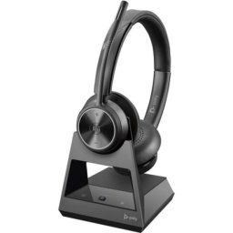 Auriculares Poly Savi 7320 estéreo inalámbricos DECT para oficina y call center, micrófono con filtrado de ruidos, certificados para Microsoft Teams, color negro