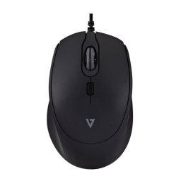 Ratón V7 MU350 USB Cableado 2500 DPI Negro Ambidiestro Silencioso Rueda