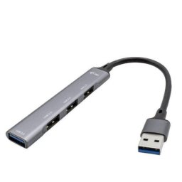 Hub USB i-tec Metal 4 Puertos 1x USB 3.0 + 3x USB 2.0 Autoalimentado Gris Carcasa Metálica