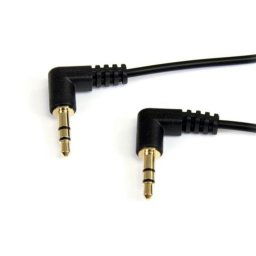 Cable Audio 3,5mm StarTech Slim Ángulo Recto a Ángulo Recto 0,3 m Negro