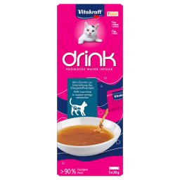 Bebida para gatos Vitakraft con salmón y L-carnitina - 5 x 30 g