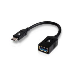 Cable USB V7 CCU3A-01M0 USB C a USB 3.0 A Hembra Negro 0.1 m Blindado