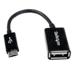 Adaptador USB OTG StarTech 12cm Micro USB B a USB A Negro Plug and Play