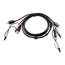 Cable KVM ATEN HDMI USB 1.8 m Negro con audio USB A/USB B 2x3.5mm macho