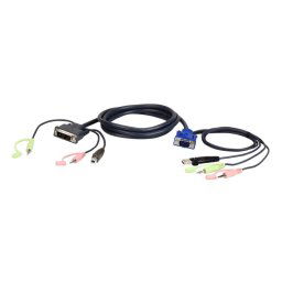 Cable KVM ATEN 3 m USB VGA a DVI Negro Azul Verde Rosa Conectores Macho