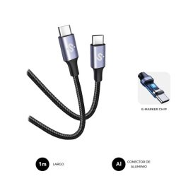 Cable SUBBLIM PLUS USB-C a USB-C 1m 100W Nylon Trenzado E-Marker Carga Rápida Negro