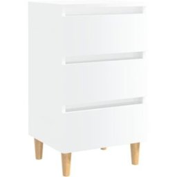 Maison Chic Mesita noche con patas madera maciza blanco brillo 40x35x69 cm