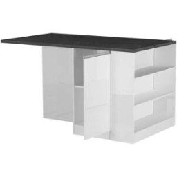 Dmora Isla de cocina efecto madera blanco brillante, pizarra 160x90h90 cm